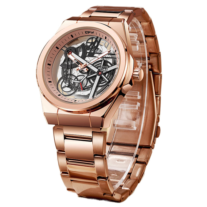 TPW K5129 Business Analog Luminous Waterproof Skeleton Quartz Wrist Watch Men Luxury