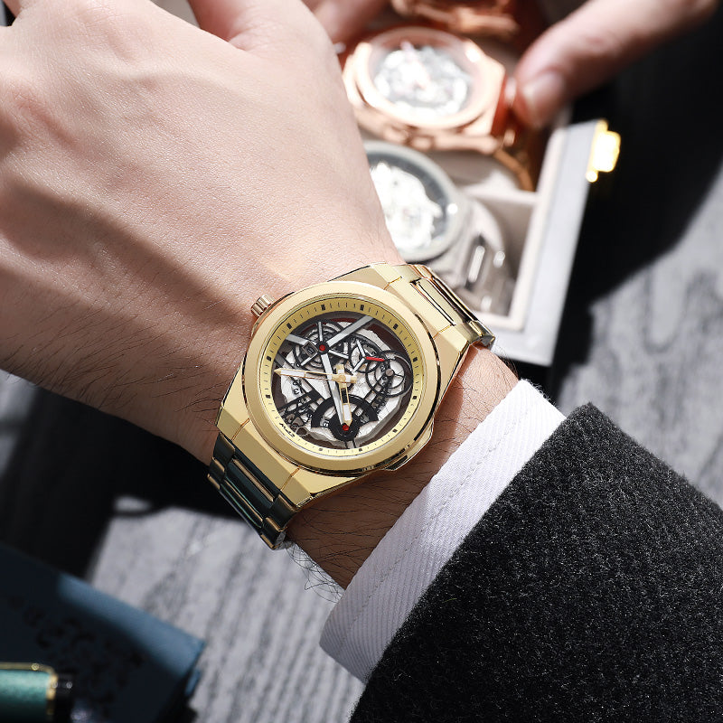 TPW K5129 Business Analog Luminous Waterproof Skeleton Quartz Wrist Watch Men Luxury