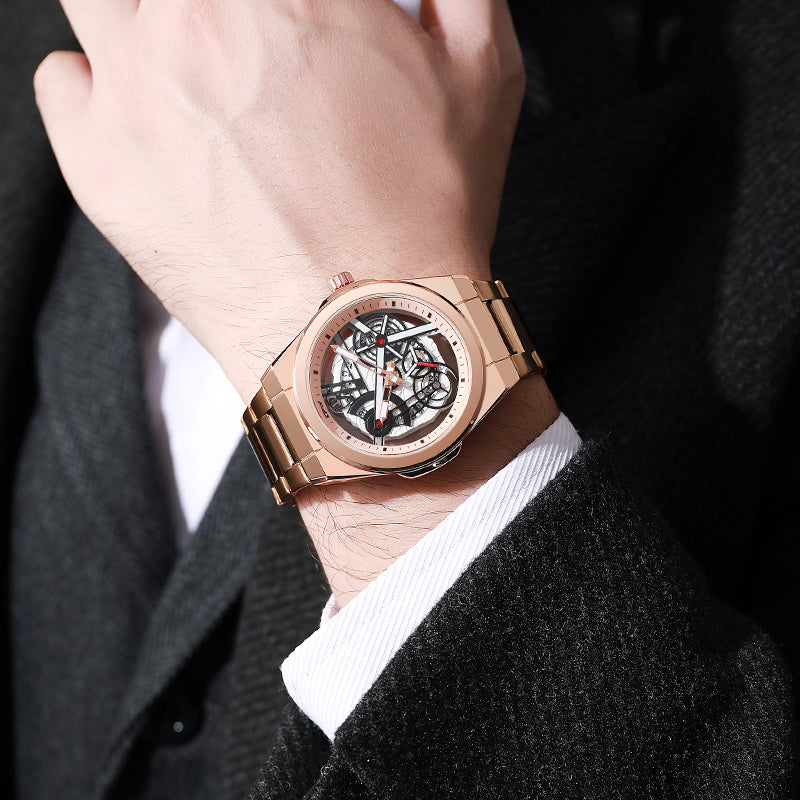 TPW K5129 Business Analog Luminous Waterproof Skeleton Quartz Wrist Watch Men Luxury