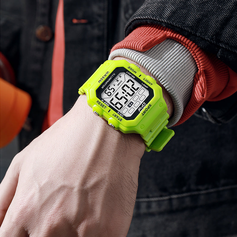 TPW K9053 Trending Mens' Square Led Sport 5ATM Waterproof Digital Chronograph Watches