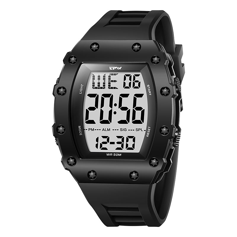 TPW K9058 Men Tonneau-shape Waterproof Square Digital Watch Relojes Digitales