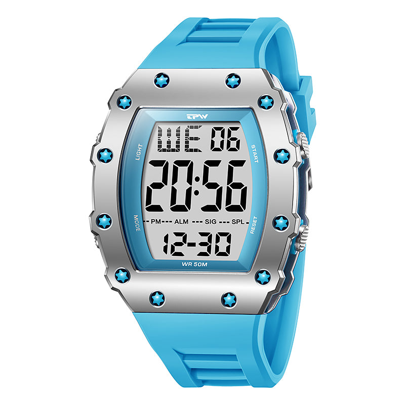 TPW K9058 Men Tonneau-shape Waterproof Square Digital Watch Relojes Digitales