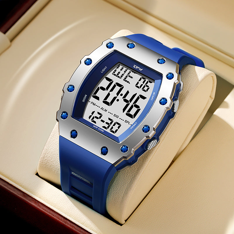 TPW K9058 Men Tonneau-shape Waterproof Square Digital Watch Relojes Digitales
