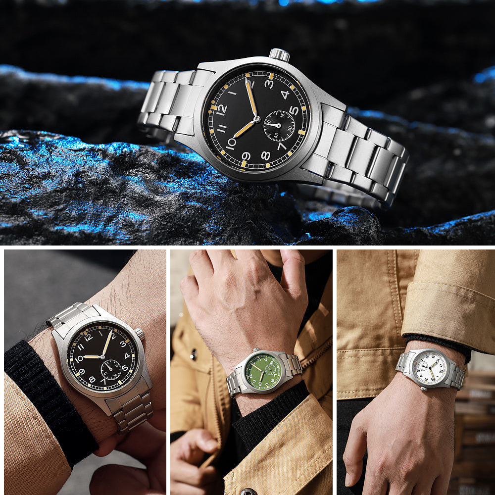 TPW K7117 Men's Business Quartz Watch 38mm Luminous Dial Sub-Dial Stainless Steel Band 30M Water Resistant