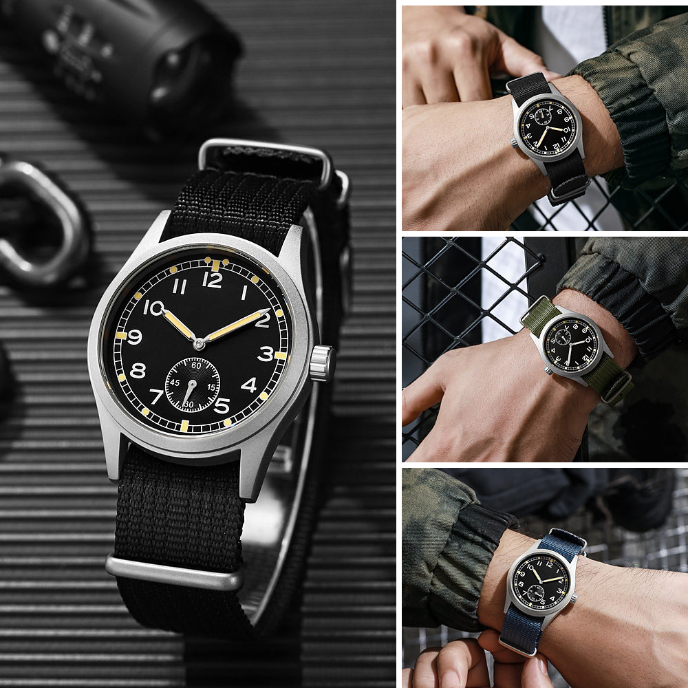TPW K7117 Men's Outdoor Field Watch 38mm Big Numeral Luminous Dial Sub-Dial Sandblasted